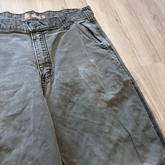 Men's Carhartt Faded Peat Green Rugged Flex Cargo Utility Work Pants Sz 36 x 32 - Picture 5 of 8